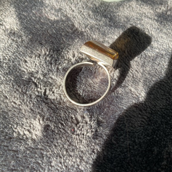 Amber and silver adjustable ring - Picture 5 of 11